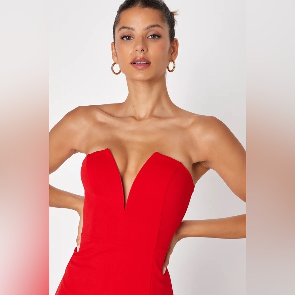 Lulus Dedicated to Glamour Red Strapless Maxi Dress - Picture 2 of 8